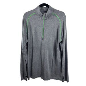 Lululemon Metal Vent Grey and Green 1/4 Zip Running Shirt Mens Size Large